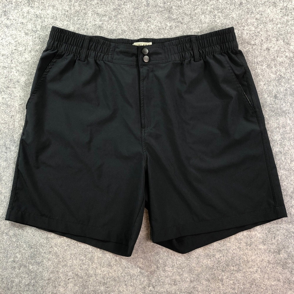Burlebo Mens Performance Shorts Large Black 6 Inseam Stretch Quick Dry Mid Rise